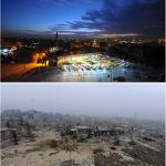 A combination picture shows the Old City of Aleppo, Syria on November 24, 2008, (top) and after it was damaged, on December 13, 2016