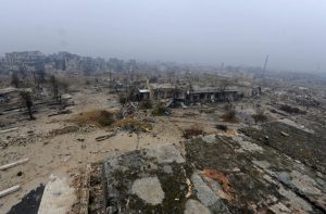 A general view shows damage in the Old City of Aleppo, Syria, on December 13, 2016.