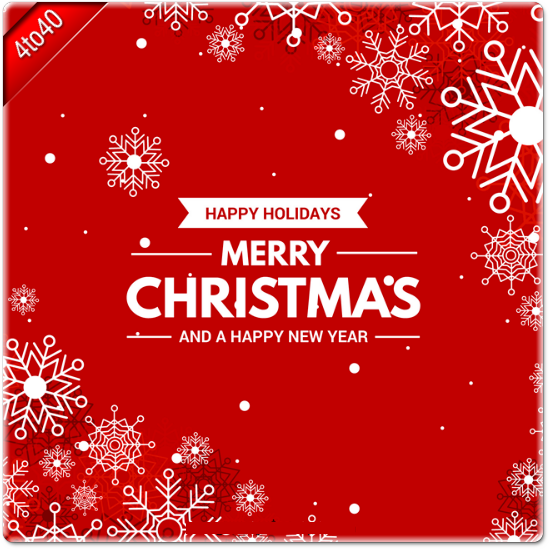 Christmas red background with snow flakes greeting card