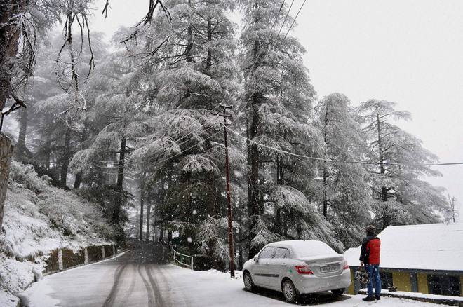 First snowfall of the season on the Christmas eve, in Shimla