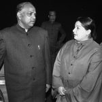 Former defence minister Sharad Pawar and Jayalalithaa in New Delhi on 10 February 1992