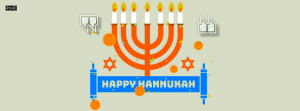 Hanukkah Facebook cover with coins and candelabra