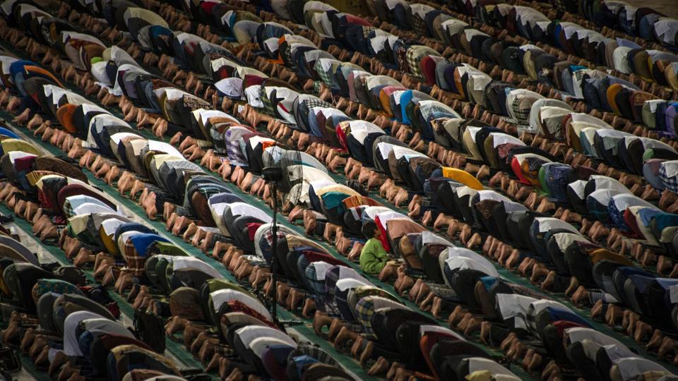 Indonesian Muslims pray during the start of the holy month of Ramadan at the Al Akbar mosque in Surabaya. More than 1.5 billion Muslims around the world will mark the month, during which believers abstain from eating, drinking, and smoking from dawn until sunset.
