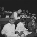 Jayalalithaa with BJP Leader LK Advani the at National Integration Council Meeting in New Delhi on 2 November 1991