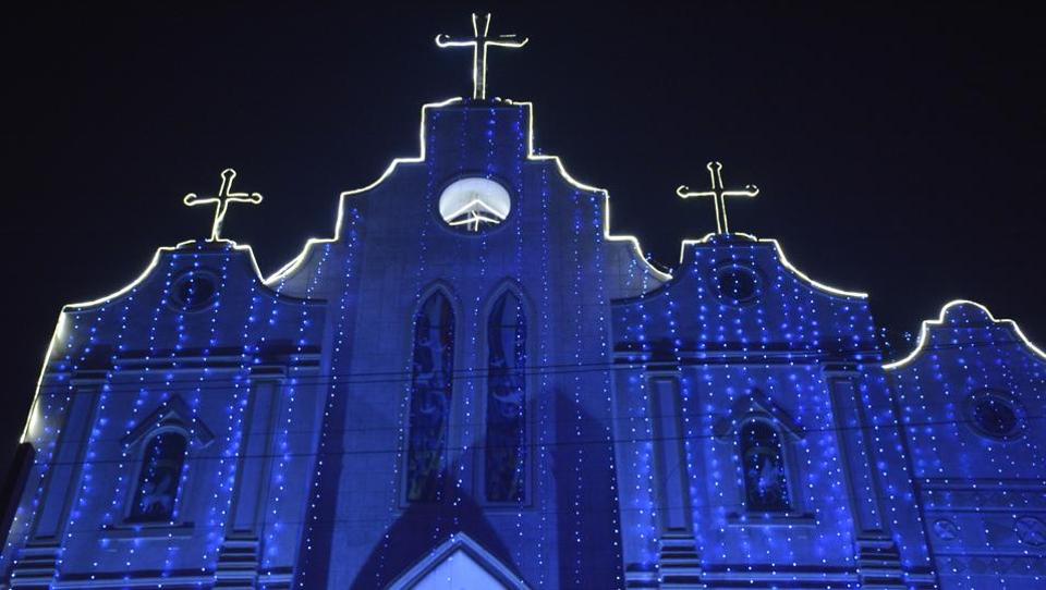 Mariam Nagar Nandgram Churches are decked with lights and a star in order to welcome the festival with Christmas cheer in Ghaziabad