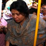 Nandita Puri, wife of the award-winning character actor Om Puri, attends his funeral in Mumbai on January 6, 2017