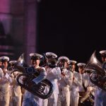 Navy band performance during Navy Day celebration at Gateway of India
