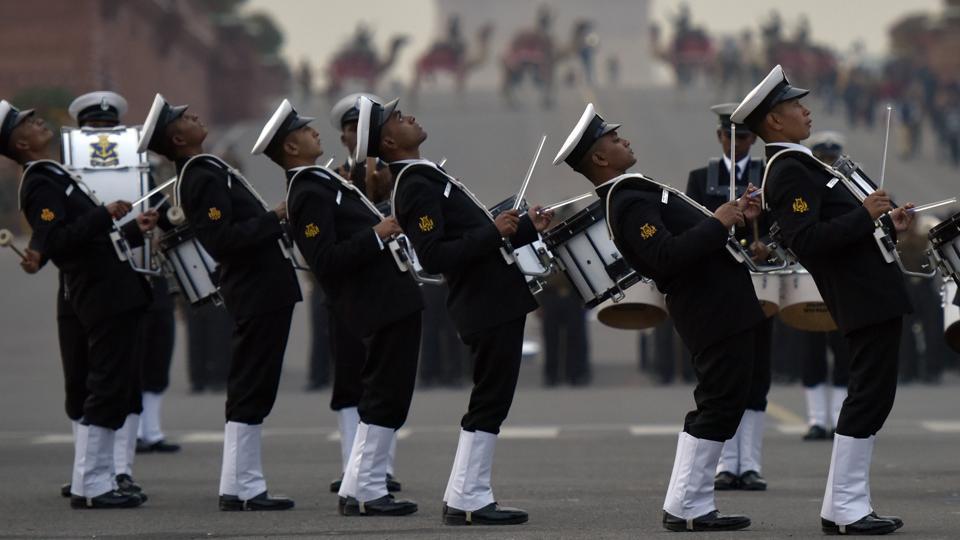 Navy bands were seen rehearsing for the Beating Retreat Ceremony