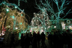 People drive through the Dyker Heights Christmas Lights in the Dyker Heights neighborhood of Brooklyn, New York City, US, on, December 23, 2016.