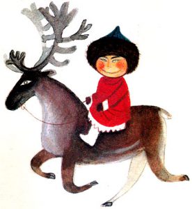 Riding a reindeer