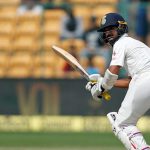 Though Ajinkya Rahane was the less aggressor in the partnership with Cheteshwar Pujara, he scored three boundaries, latching onto the loose balls on Day 3 of the second Test at M Chinnaswamy Stadium in Bangalore