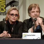 This file photo taken on July 10, 2015, shows US actors Carrie Fisher (L) and Mark Hamill speaking onstage at the Lucasfilm panel during Comic-Con International 2015 at the San Diego Convention Center in San Diego, California.
