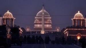 lluminated Rashtrapati Bhavan ahead of Republic Day Parade, at Rajpath