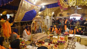 A view of the sanctum of Golden Temple on the occasion of 350th birth anniversary of Guru Gobind Singh, in Amritsar