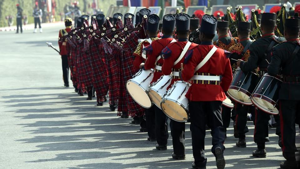Army bands participate in the 'Army Day parade' at Delhi Cantt in New Delhi