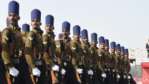 Army soldiers participate in the 'Army Day parade' at Delhi Cantt in New Delhi