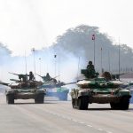 Army tanks on display at the 69th Army Day parade in New Delhi