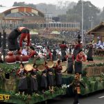 Celebrating culture: Tripura Tableaux passes the saluting base during Republic Day parade at Rajpath