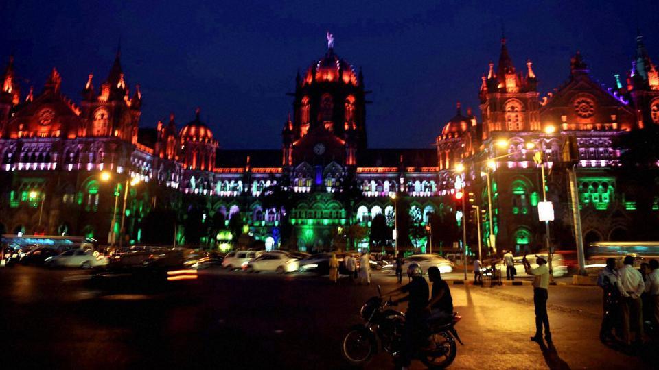 Chatrapati Shivaji Terminus lit up in tri-colour on the eve of Republic Day in Mumbai