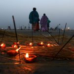 Devotees perform rituals at the Gangasagar Island, around 150 kms south of Kolkata