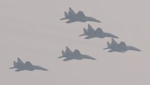 Indian Air Force fighter planes fly past during the Republic Day parade in New Delhi, January 26