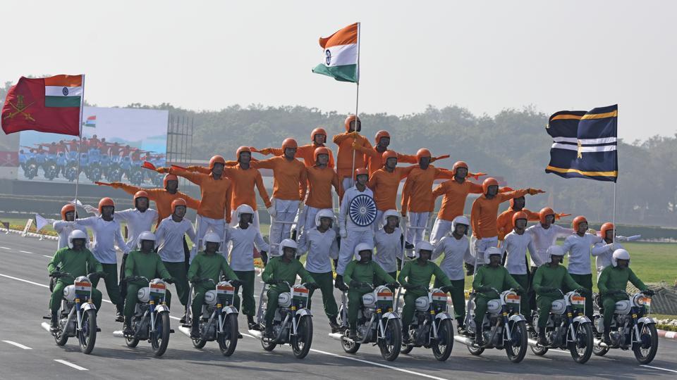 Indian Army performs on the 70th Army Day which was celebrated across the country on Monday. The day marks the occasion of Field Marshall KM Cariappa taking over as the country’s first army commander-in-chief on January 15, 1949.