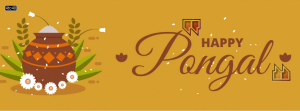 Pongal Facebook Cover With Flowers and Pot