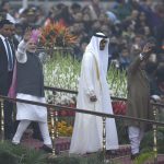 President Pranab Mukherjee (front), Prime Minister Narendra Modi , General Sheikh Mohammed Bin Zayed Al Nahyan, the crown prince of Abu Dhabi, after Republic Day celebrations at Rajpath. More than 50,000 security personnel were deployed in the capital to prevent any possible attack