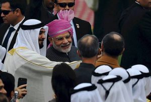 Prime Minister Narendra Modi meets officials from the United Arab Emirates (UAE) during the 68th Republic Day celebrations in New Delhi