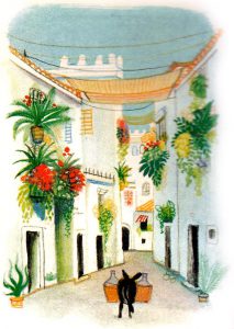 Sevillas narrow street houses and patios are full of flowers