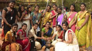 Students of Sri Kanyakaparameswari College cook during Pongal celebrations