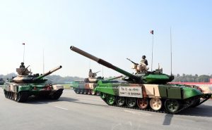 T-90 tanks on display at the 69thy Army Day parade in New Delhi