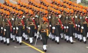The Territorial Army contingent marching past at the Rajpath during the 68th Republic Day parade in New Delhi