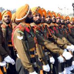 The Territorial Army’s Sikh Regiment marches during the 69th Army Day parade in New Delhi