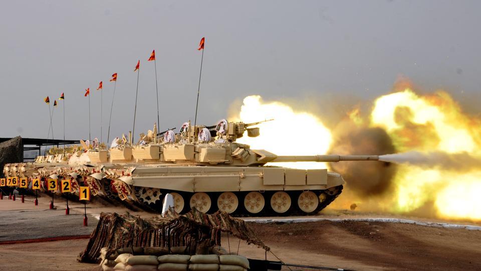 The ear-deafening thunder of tanks and infantry combat vehicles (ICVs), unleashed lethal and accurate fire power at the KK Ranges near Ahmednagar. Fire power, manoeuvre exercises and displays of equipment were held here on the occasion of Army day.
