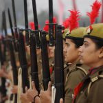 Uttar Pradesh Armed Police personnel take part in the parade