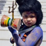 A child dressed up as Lord Shiva on the occasion of Mahashivratri in Gurugram