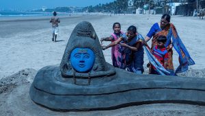 A sand art at Juhu chowpatty