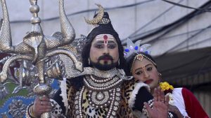 Artist dressed as Lord Shiva during Maha Shivratri yatra at Gate Hakima in Amritsar