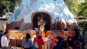 Devotees at Lord Shiva temple during pooja on the occasion of Maha Shivratri at PGI in Chandigarh