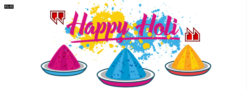 Happy Holi Text With Colors Facebook Cover