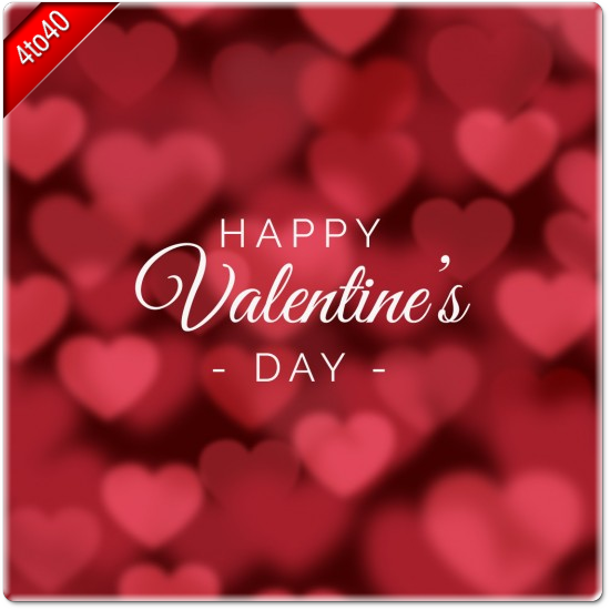 Happy Valentine's Day Text on blur hearts Greeting Card