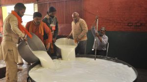 Milk collection on Maha Shivaratri festival at Maha Dev Mandir at Saketri