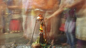 Om Namah Shivaay, the mantra of Shiva, is chanted through the day in temples