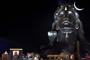 The 112-feet iconic statue of Adiyogi Lord Shiva at Isha Foundation in Coimbatore on the occasion of Maha Shivratri