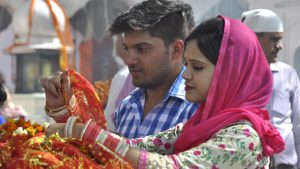 Devotees at Mata Mansa Devi temple on Navratri festival in Panchkula