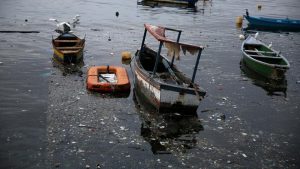 Fishermen boats are seen, ahead of World Water Day, in the Guanabara bay in Rio de Janeiro, Brazil
