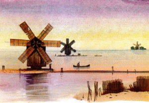 The energy of the wind is harnessed to run windmills