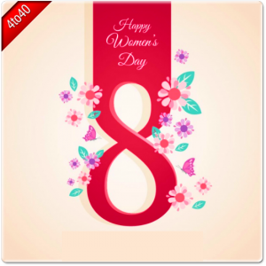 Woman's day greeting with number eight and floral greeting