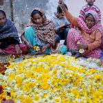Women make garlands in Amritsar on International Women’s Day on March 8, 2017